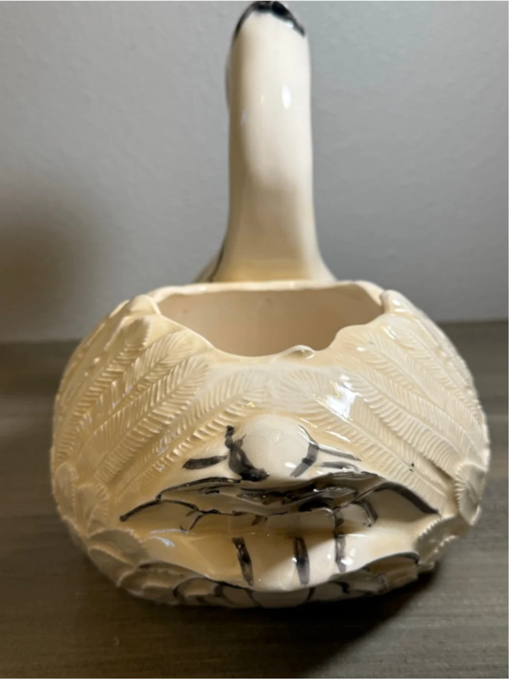 vintage ceramic swan planter trinket bowl